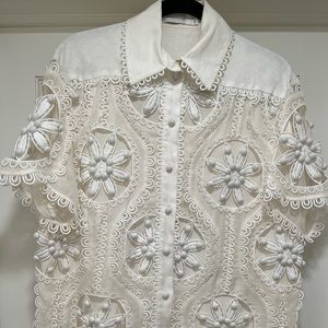 Zimmermann Runway white embroidered blouse size 0 xs
